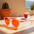 Load image into Gallery viewer, Woman wearing Prettier in Pink nighttime sleep glasses - close-up lifestyle shot