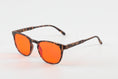 Load image into Gallery viewer, Sunglasses with orange lenses and tortoiseshell frame on a white background