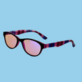 Load image into Gallery viewer, Sunglasses with plaid frame and pink lenses on a light background