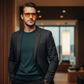 Load image into Gallery viewer, Elegant man wearing amber glasses
