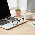 Load image into Gallery viewer, Glasses on laptop with coffee