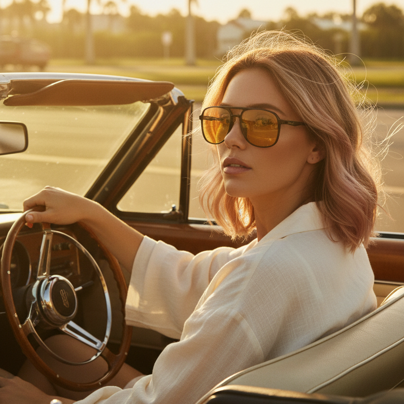 Black Aviators Driving Shot