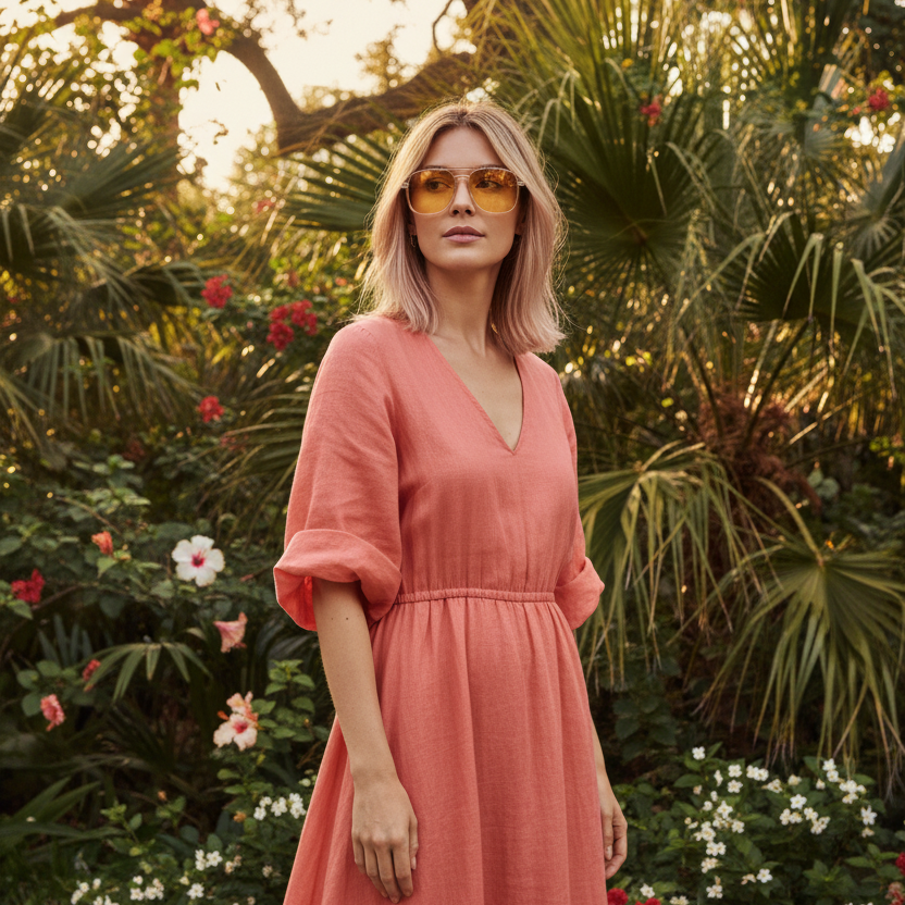 Blush Aviators Model Garden Shot