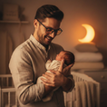 Load image into Gallery viewer, Dad Holding Baby - Men in Black Amber Lenses
