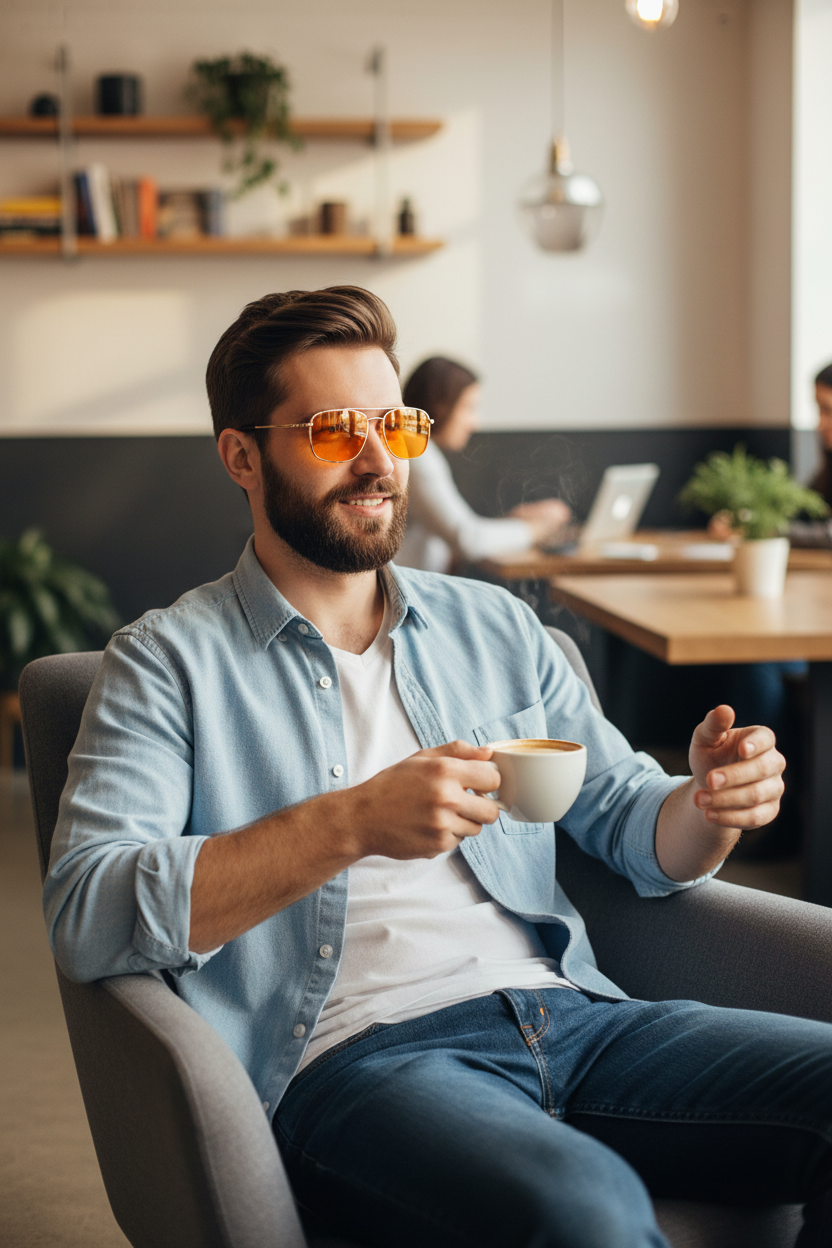 Editorial Hipster - Man in Golden Era Aviators