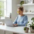 Load image into Gallery viewer, Elegant woman in blue après sweater wearing White Sapphire glasses
