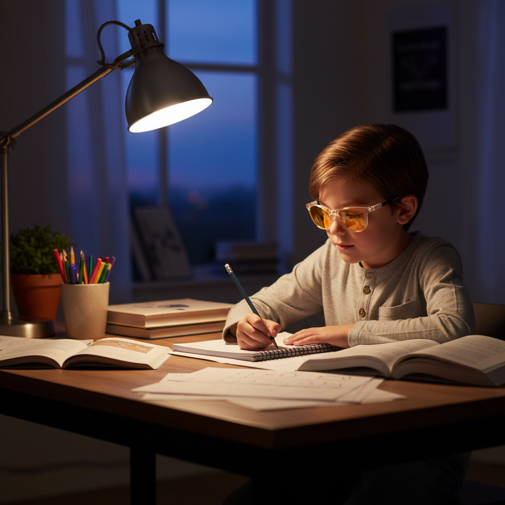 Evening homework - orange lenses