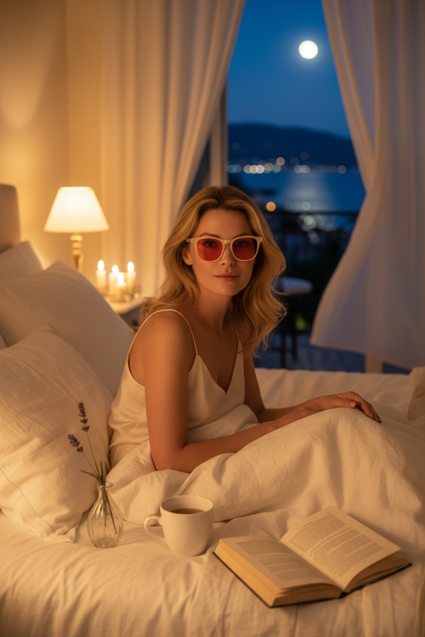 French Riviera evening shot - frosty white frames