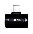 Load image into Gallery viewer, Black audio adapter with 'MIC LOCK' and cable icon on a white background
