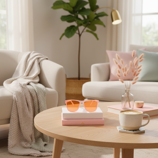 Moonwalkerz muted pink glasses coffee table