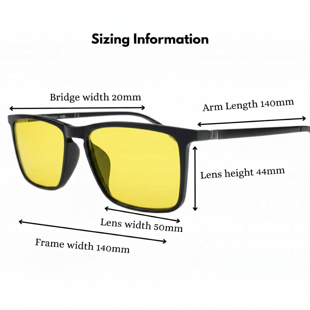 Sizing diagram yellow lenses